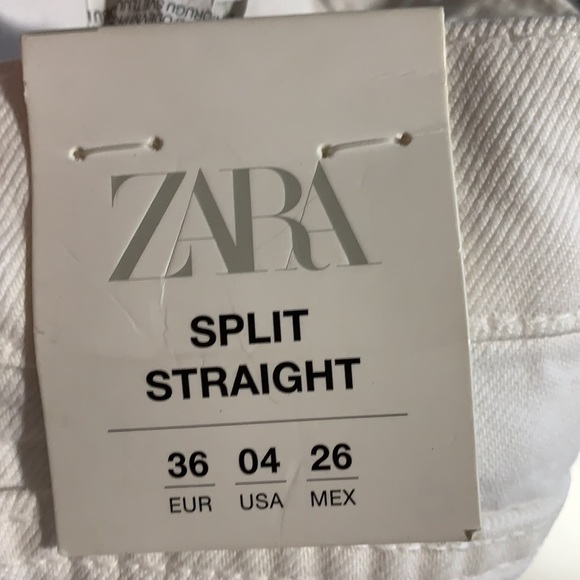 NWT Zara White Slit Straight Mid-rise Jeans Size 4 - Picture 8 of 10